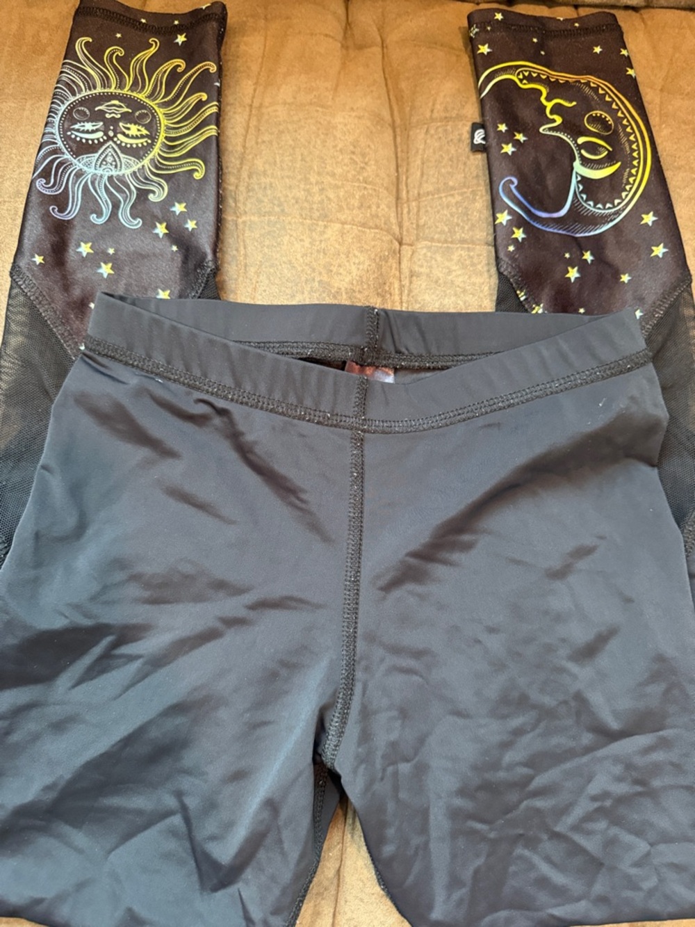 Zara Terez Kids Black Leggings with Sun & Moon Print